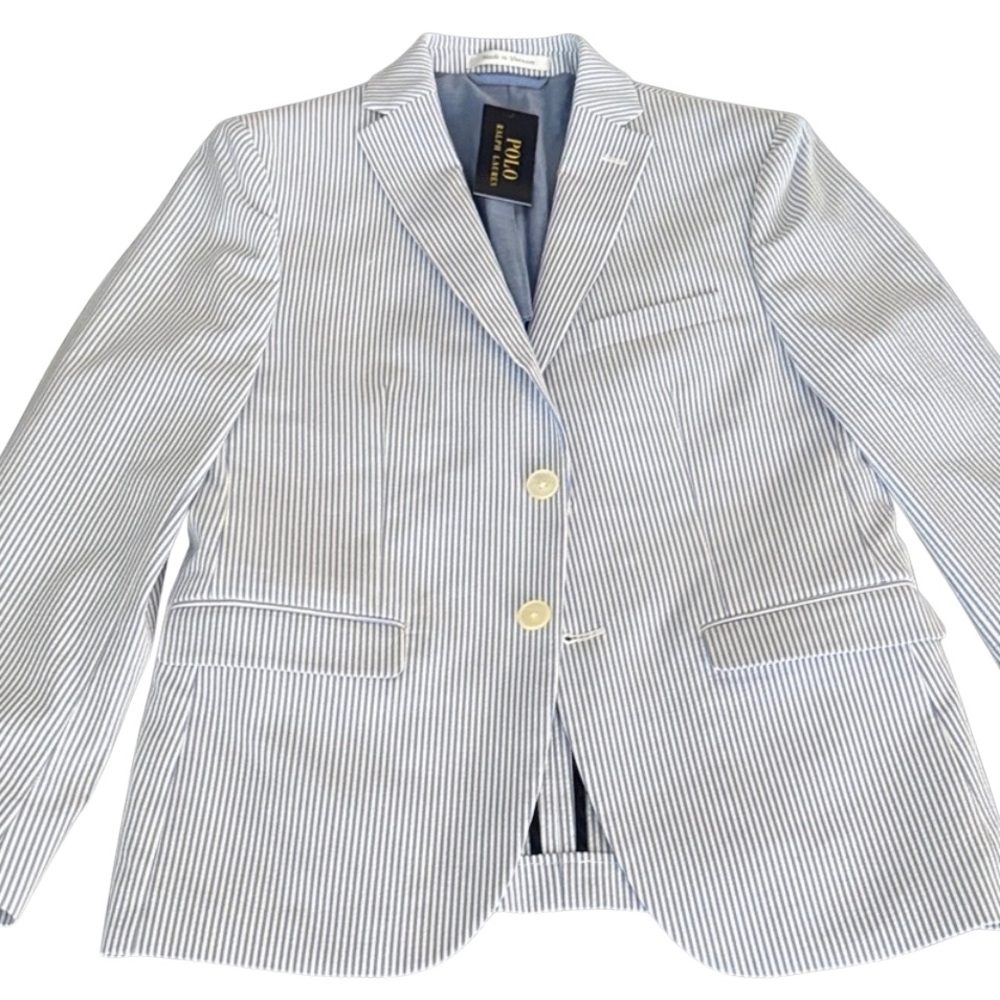 Polo Ralph Lauren Blue and White Striped Blazer